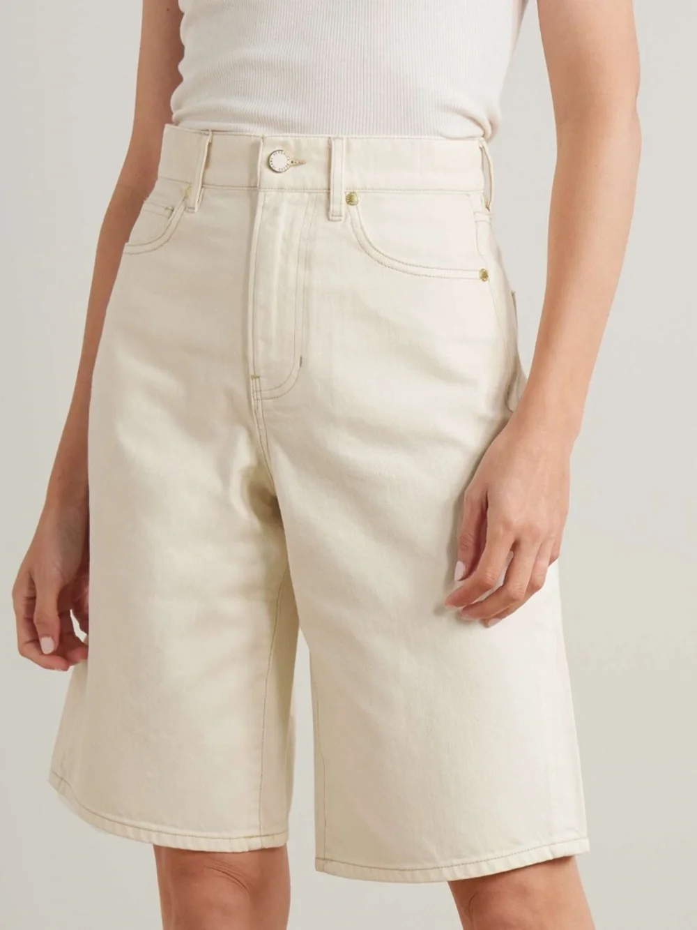 NWT‎ Veronica Beard Charlotte High Rise Long Short in Ecru Size 26